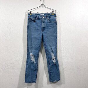 Good American Light Blue Good Classic jeans with distressing size 8/29